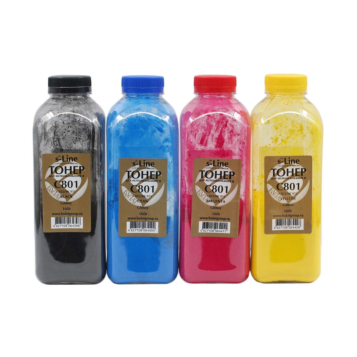 Тонер Oki C801/C822/MC851 банка 160г Black (Glossy) БУЛАТ s-Line