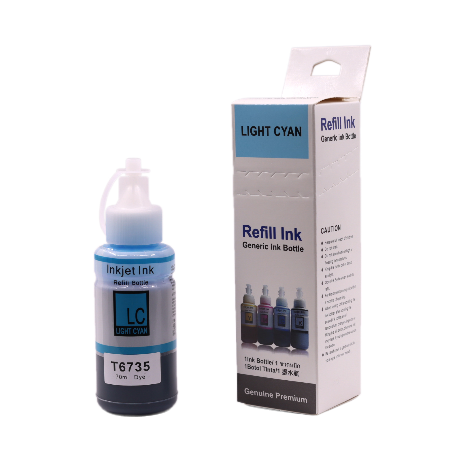 Контейнер с чернилами (с клапаном) Epson L800 T6735 (C13T67354A) Light Cyan (70мл) dye