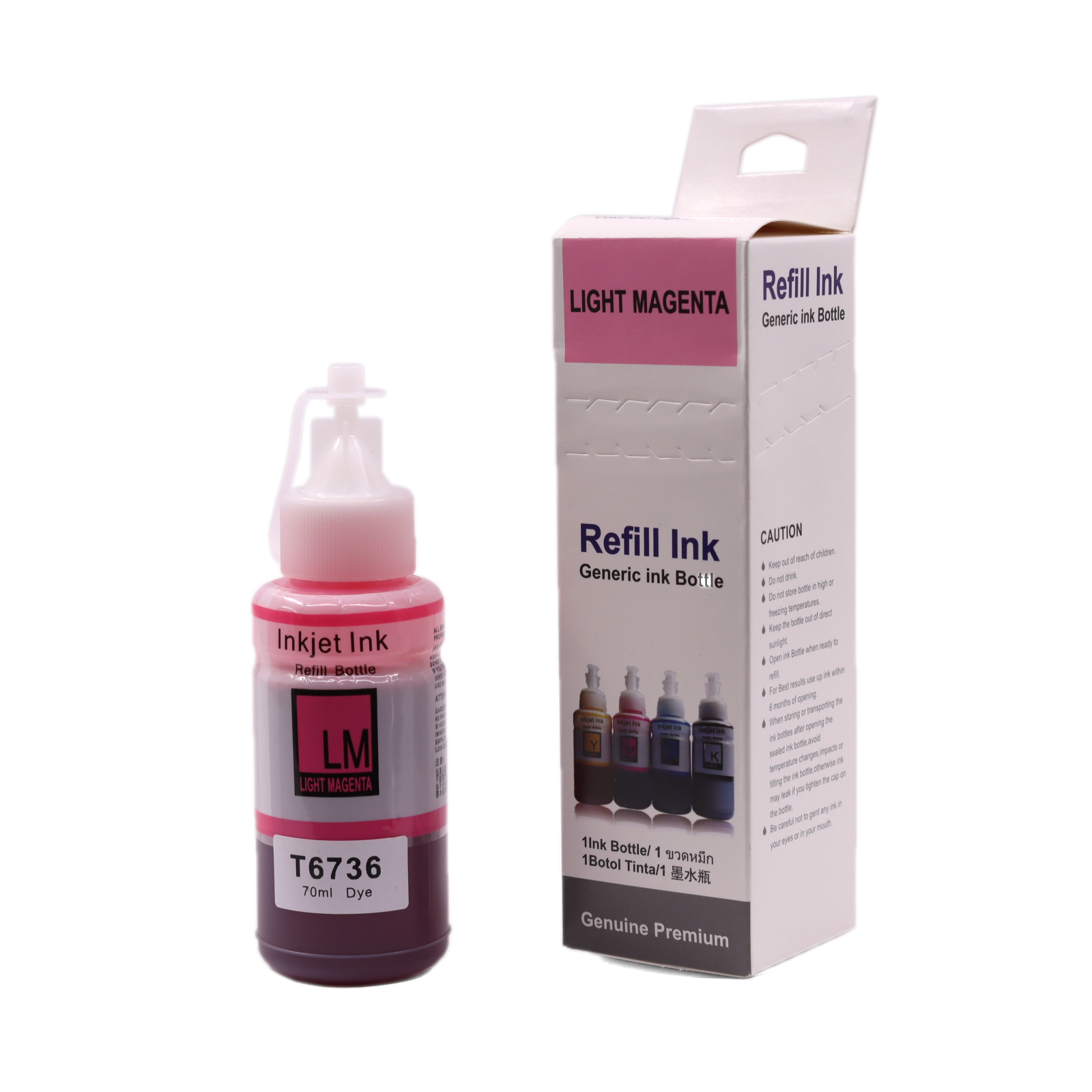 Контейнер с чернилами (с клапаном) Epson L800 T6736 (C13T67364A) Light Magenta (70мл) dye