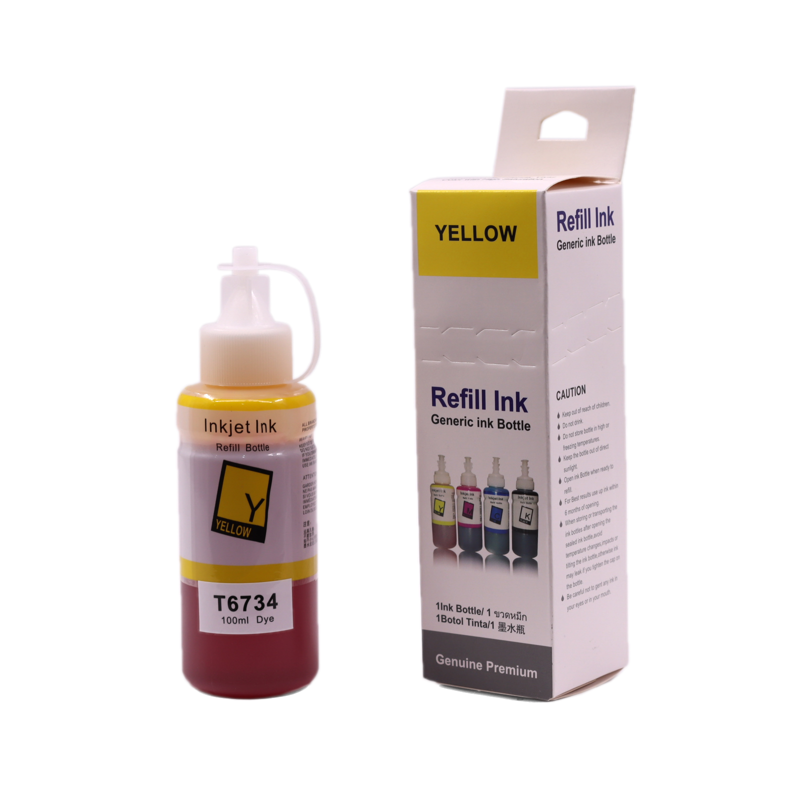 Контейнер с чернилами (с клапаном) Epson L800/L100 T6734/T6644 (C13T67344A/C13T66444A) Yellow (100мл) Universal dye