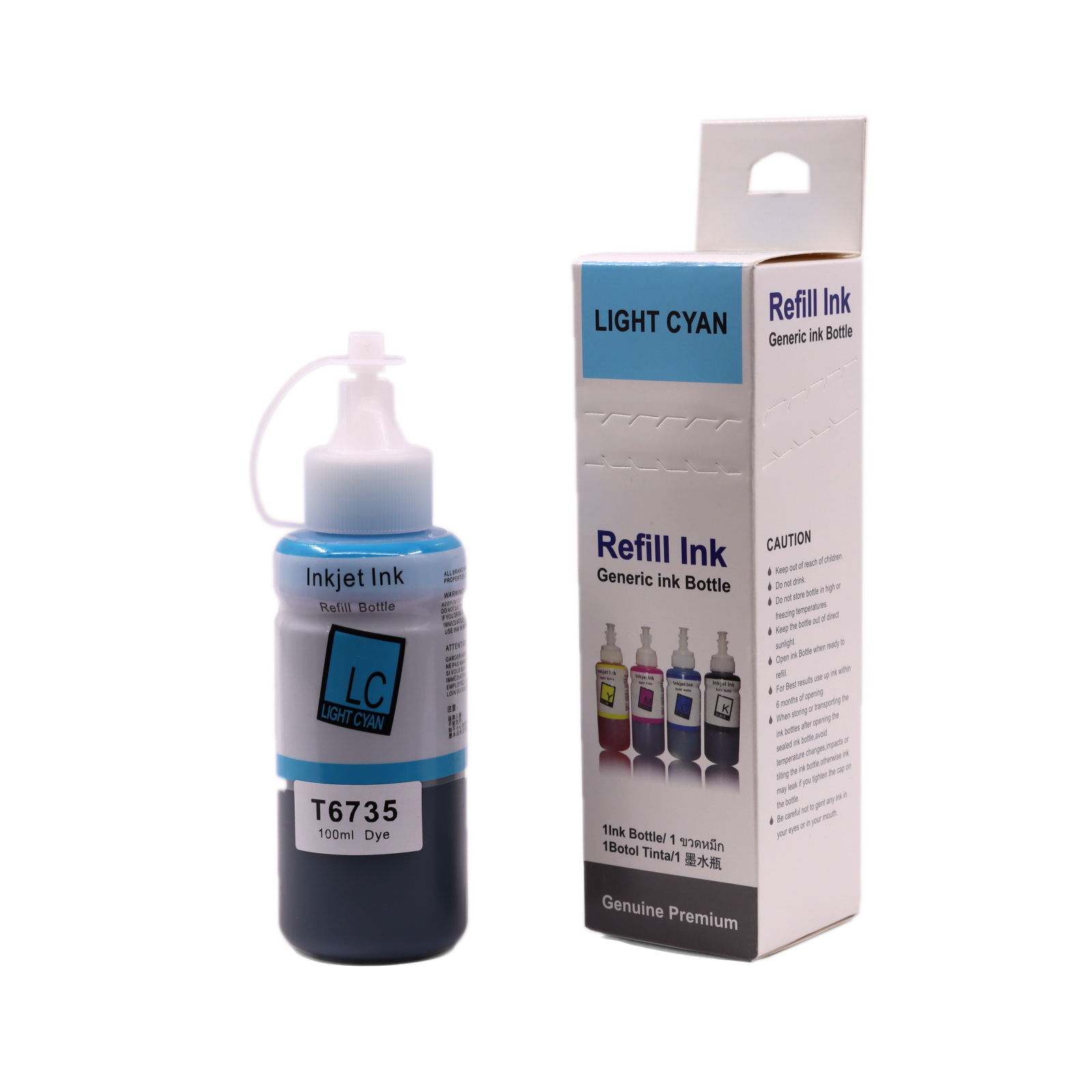 Контейнер с чернилами (с клапаном) Epson L800 T6735 (C13T67354A) Light Cyan (100мл) dye